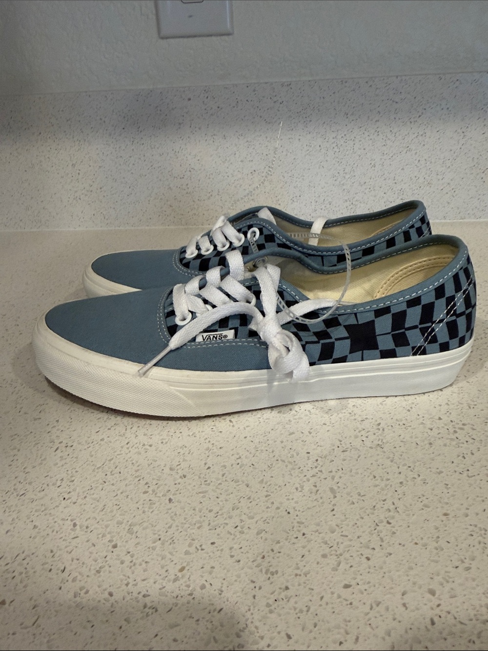 Vans Blue Checkerboard Low-Top Lace-Up Sneakers